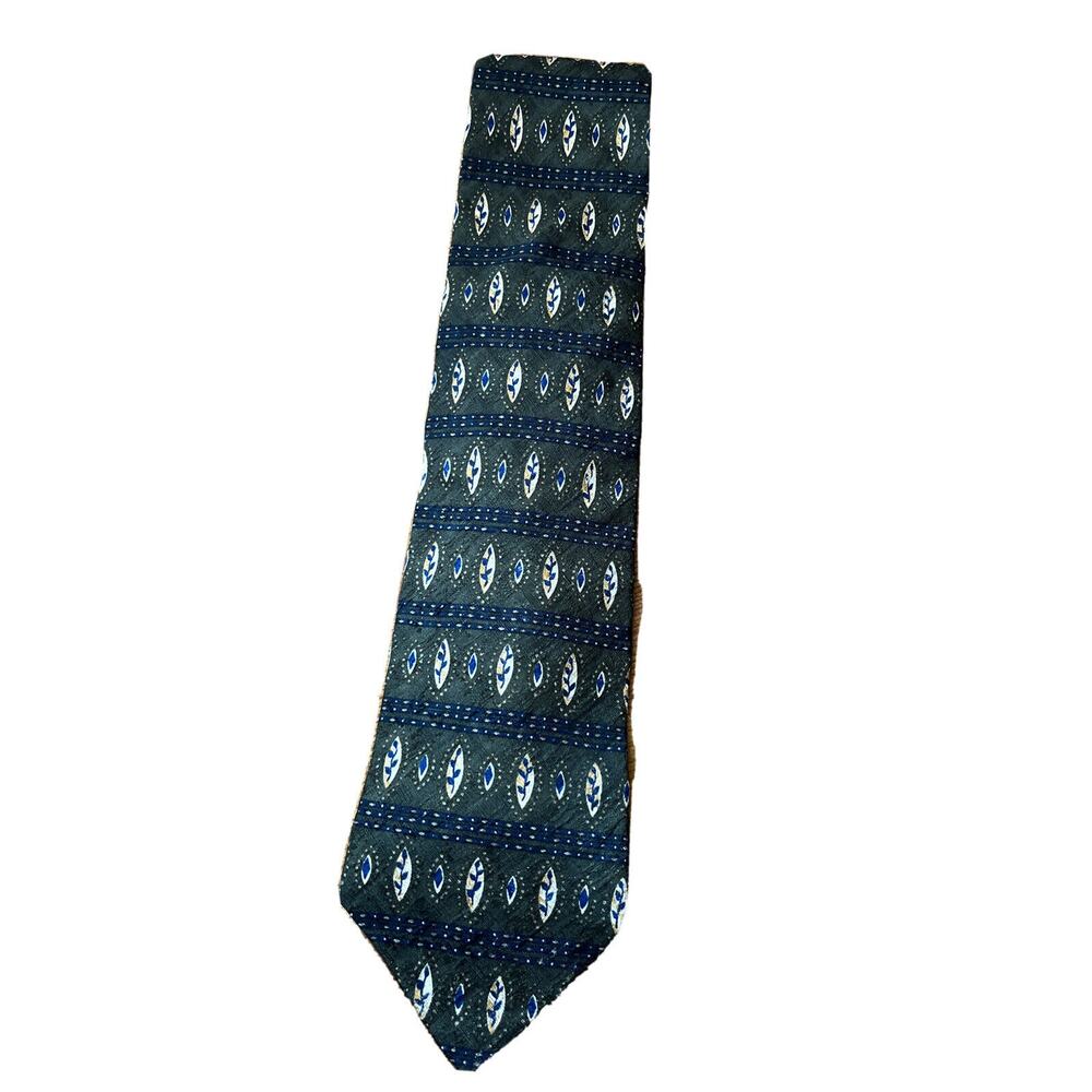 Studio by Fumagalli's Vintage Men’s Green Blue geometric silk necktie